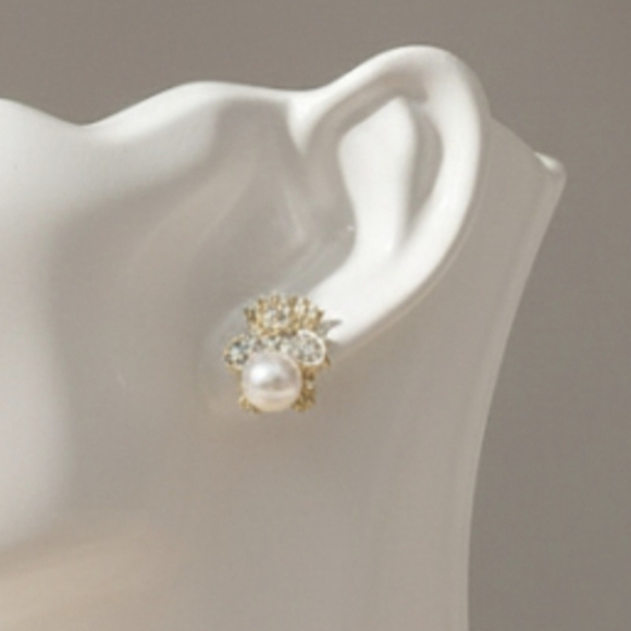 Fine bee earréings with imitation pearls and inlays, alloy earring+ - Picture 5 of 10
